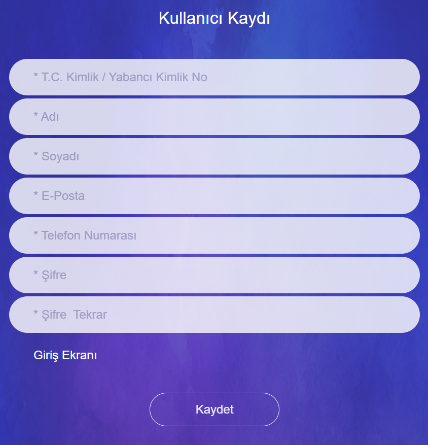 Kullanıcı Kayıt Formu