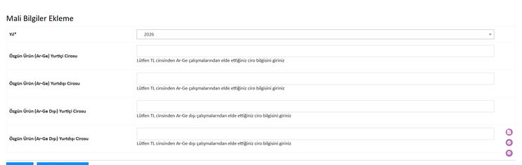 Mali Bilgi Ekleme