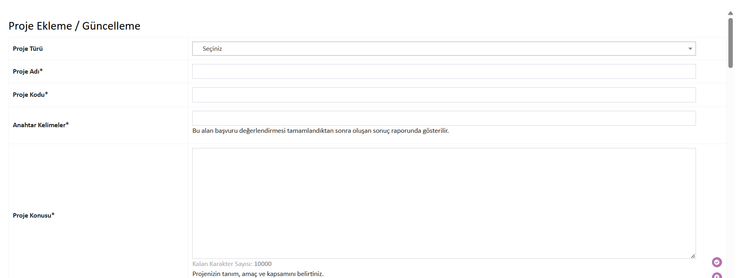 Ar-Ge Projesi Ekleme