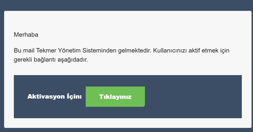 Aktivasyon E-postası